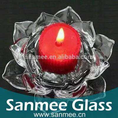 Clear Glasses Lotus Shape Beautiful Glass Candleholder from sanmee glassware