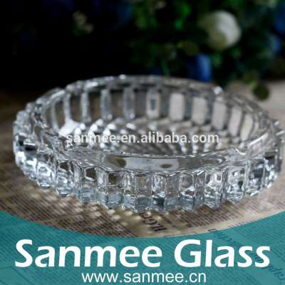 Big Size Diamond Embossed Round Glass Ashtray