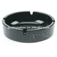 Black Glass Ashtray With Logo