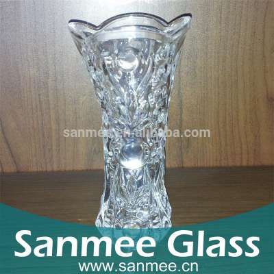 China Factory Crystal Embossed Home Decoration Glass Vase