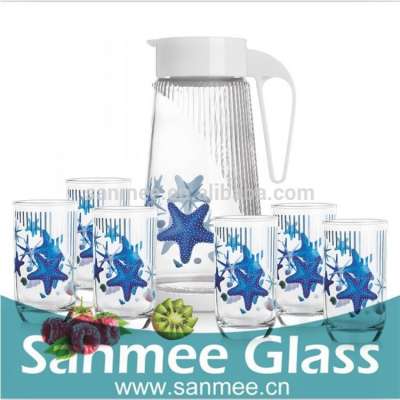 Heat Transfer Glass Colorful Big Juice Gift Glass Jug Set