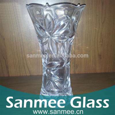 High Quality Flower Embossed Crystal Glass Vases