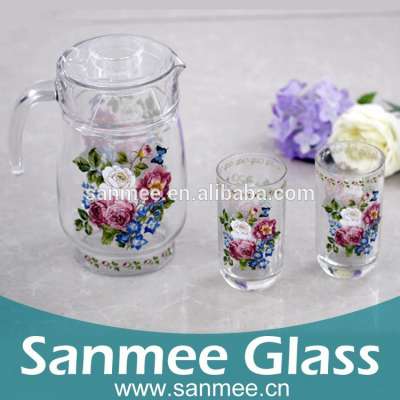 Paunchy Heat Transfer Printed Glass Water Jug Set